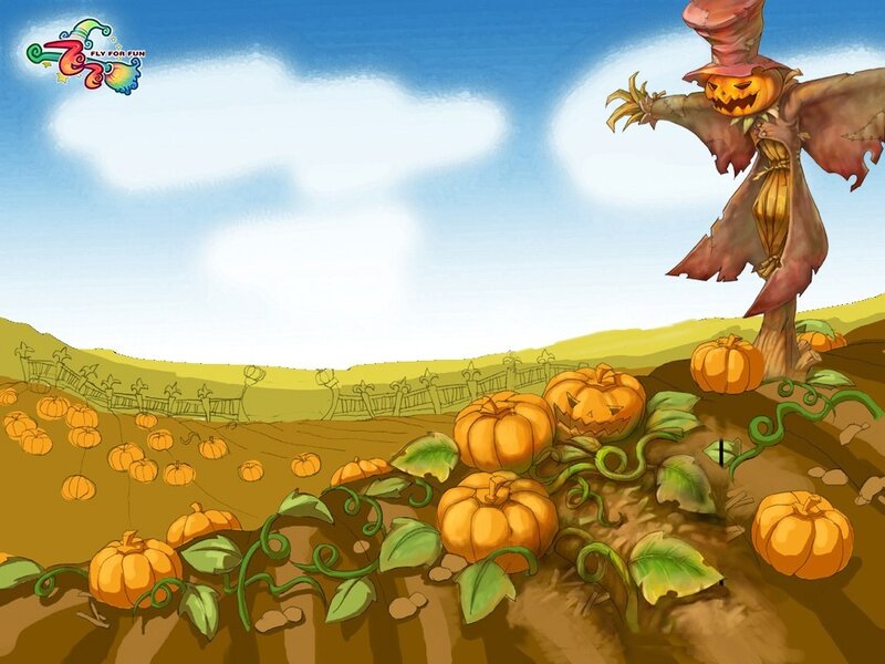 Pumpkin patch with scarecrow