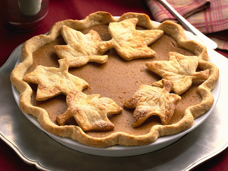 Pumpkin Pie with Leaf Cutouts
