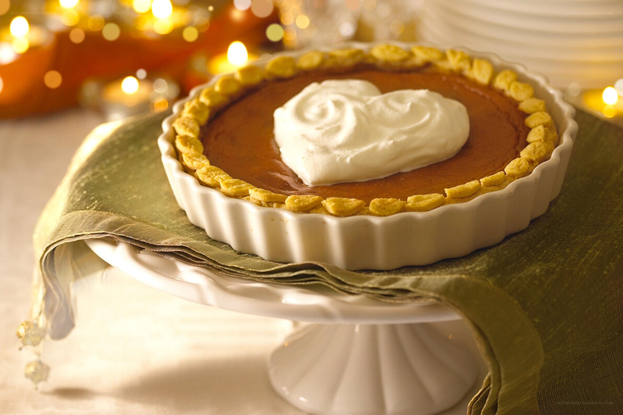 Pumpkin pie with whipped cream