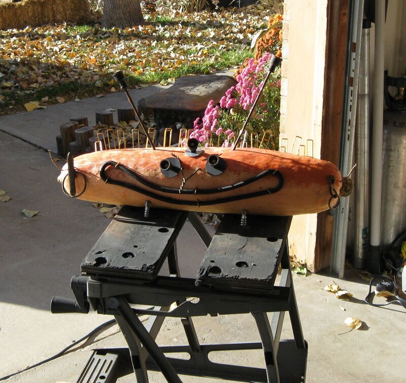 pumpkin robot sculpture