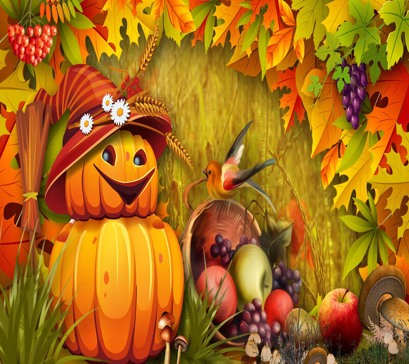 Pumpkin Scarecrow in Autumn — Orange