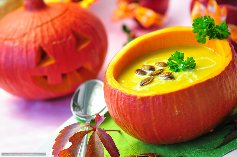Pumpkin Soup in Pumpkin — Orange, Festive, Autumn