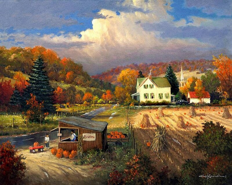 Pumpkin Stand in Autumn