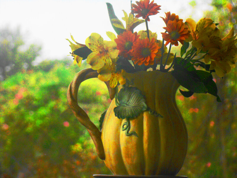 Pumpkin Vase with Flowers