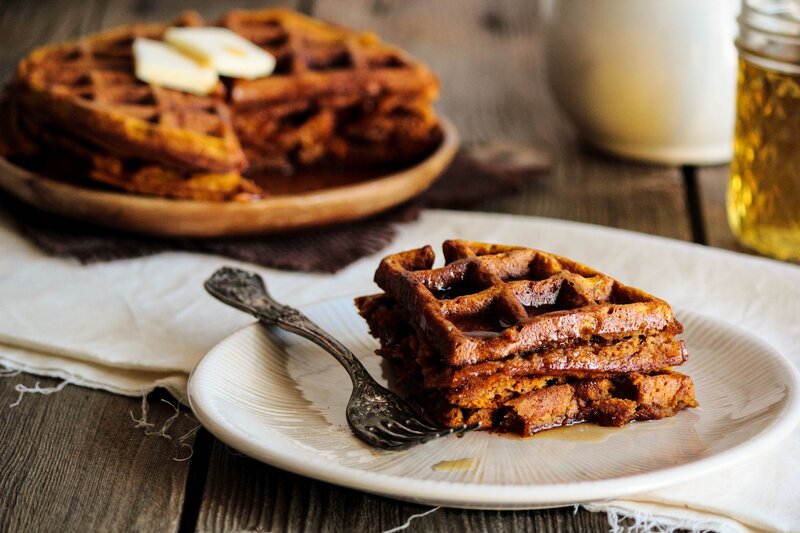 Pumpkin waffles with syrup