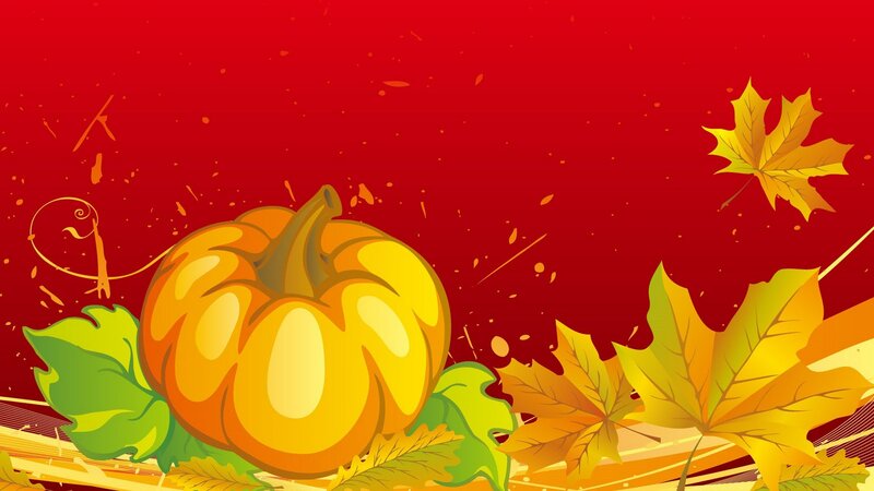 Pumpkin with Autumn Leaves — Red, Festive