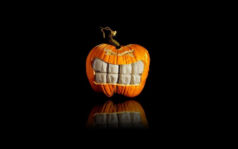 pumpkin with carved teeth