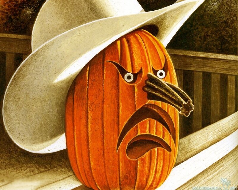 Pumpkin with Cowboy Hat