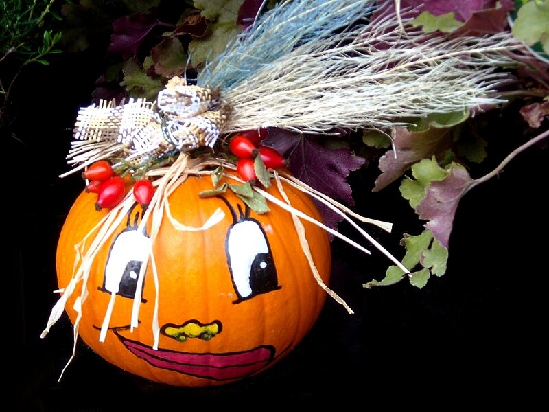 Pumpkin with Face — Orange, Festive
