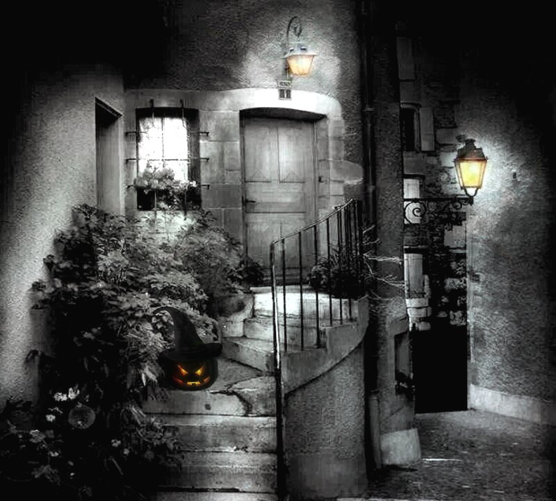 Pumpkin with Witch Hat — Black
