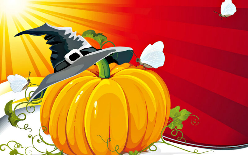 Pumpkin with Witch Hat — Orange, Festive