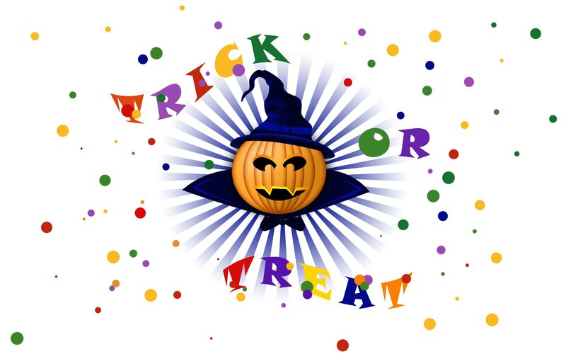 Pumpkin with Witch Hat — White