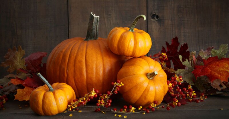 Pumpkins and Autumn Leaves — Orange, Autumnal, Photograph