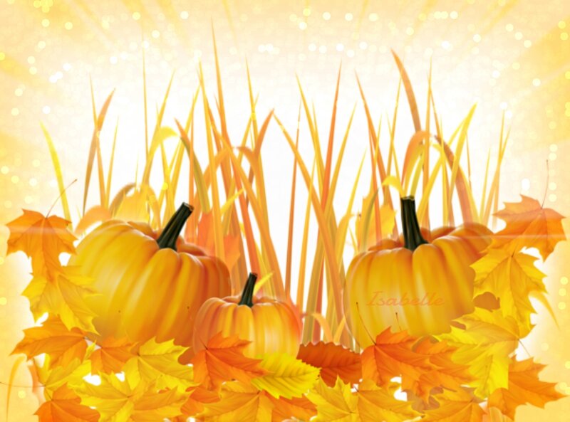 Pumpkins and Autumn Leaves — Yellow, Warm