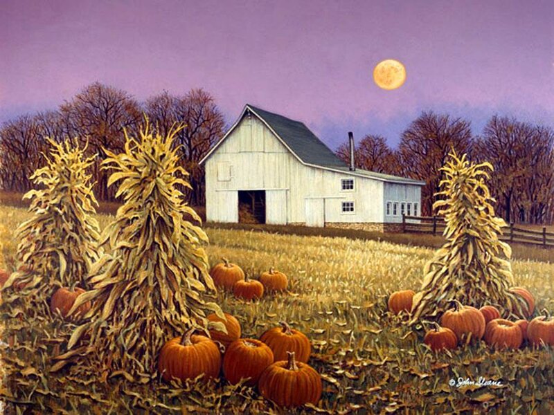 Pumpkins and Corn Stalks