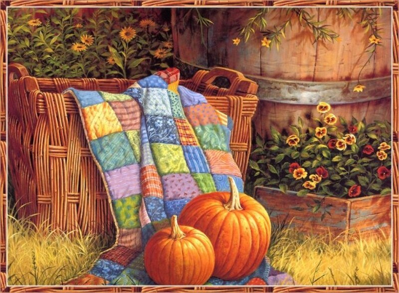 Pumpkins and Quilt — Orange