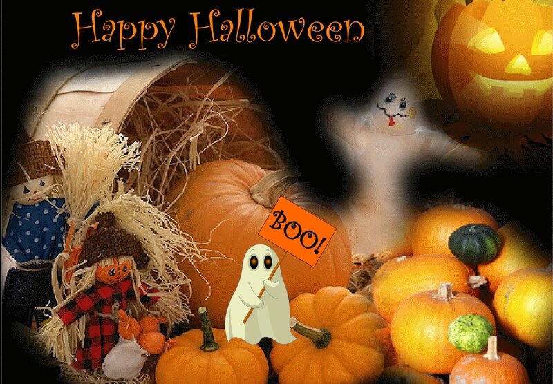 Pumpkins and Scarecrows — Orange, Festive, Night