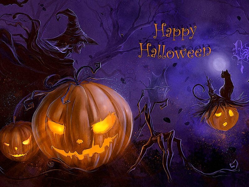 Pumpkins and Witch
