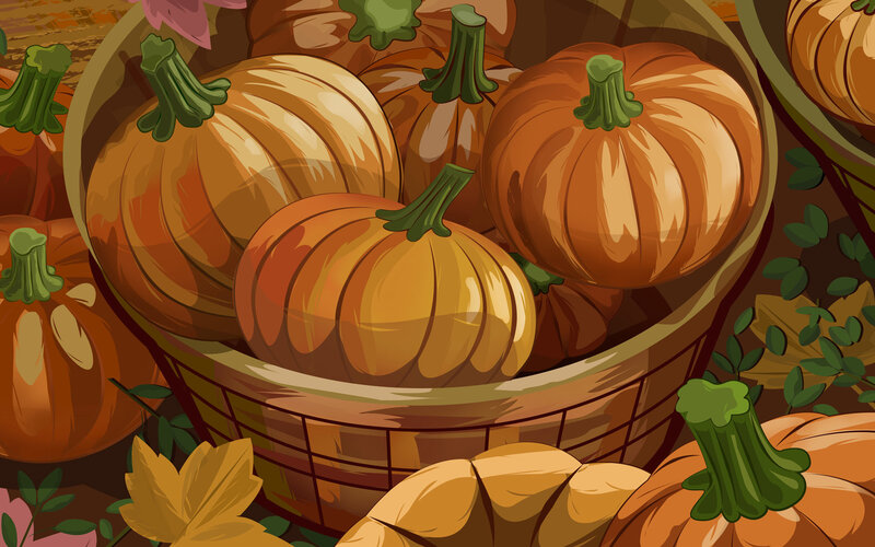 Pumpkins in a basket