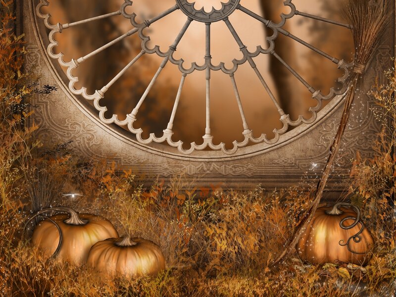 Pumpkins in Autumn Grass