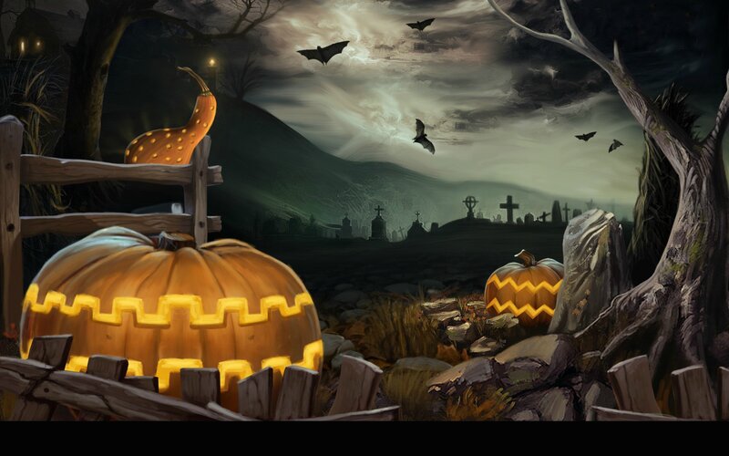 Pumpkins in Graveyard
