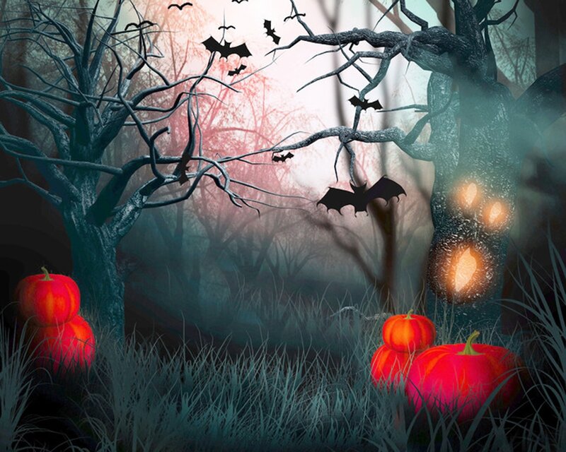 Pumpkins in Haunted Forest