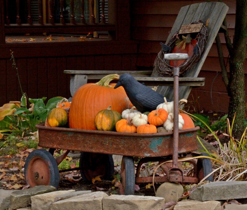 Pumpkins in Wagon — Orange