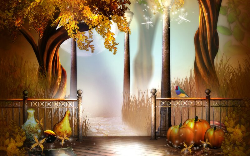 Pumpkins on a Porch — Orange