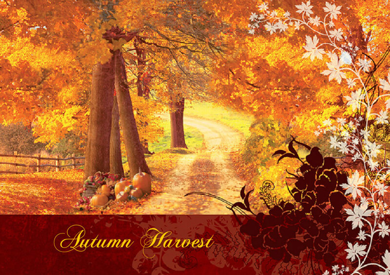 Pumpkins on Autumn Path
