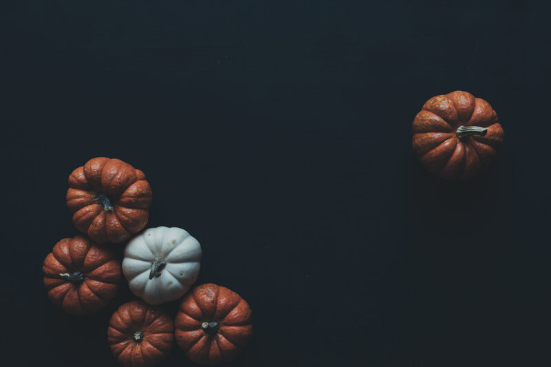Pumpkins on dark background