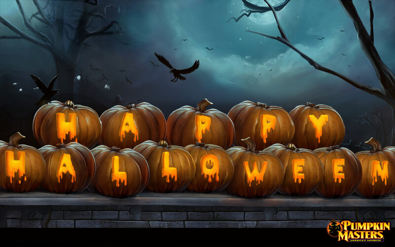 Pumpkins Spelling Happy Halloween