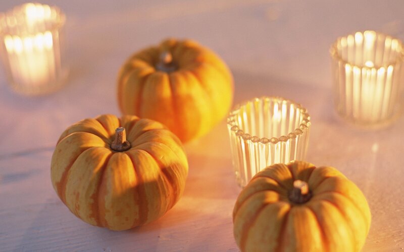 Pumpkins with candlelight