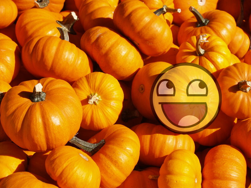 Pumpkins with emoji overlay