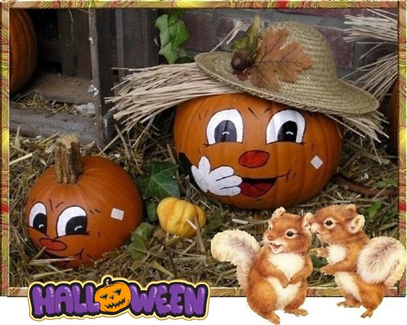 Pumpkins with Faces — Orange