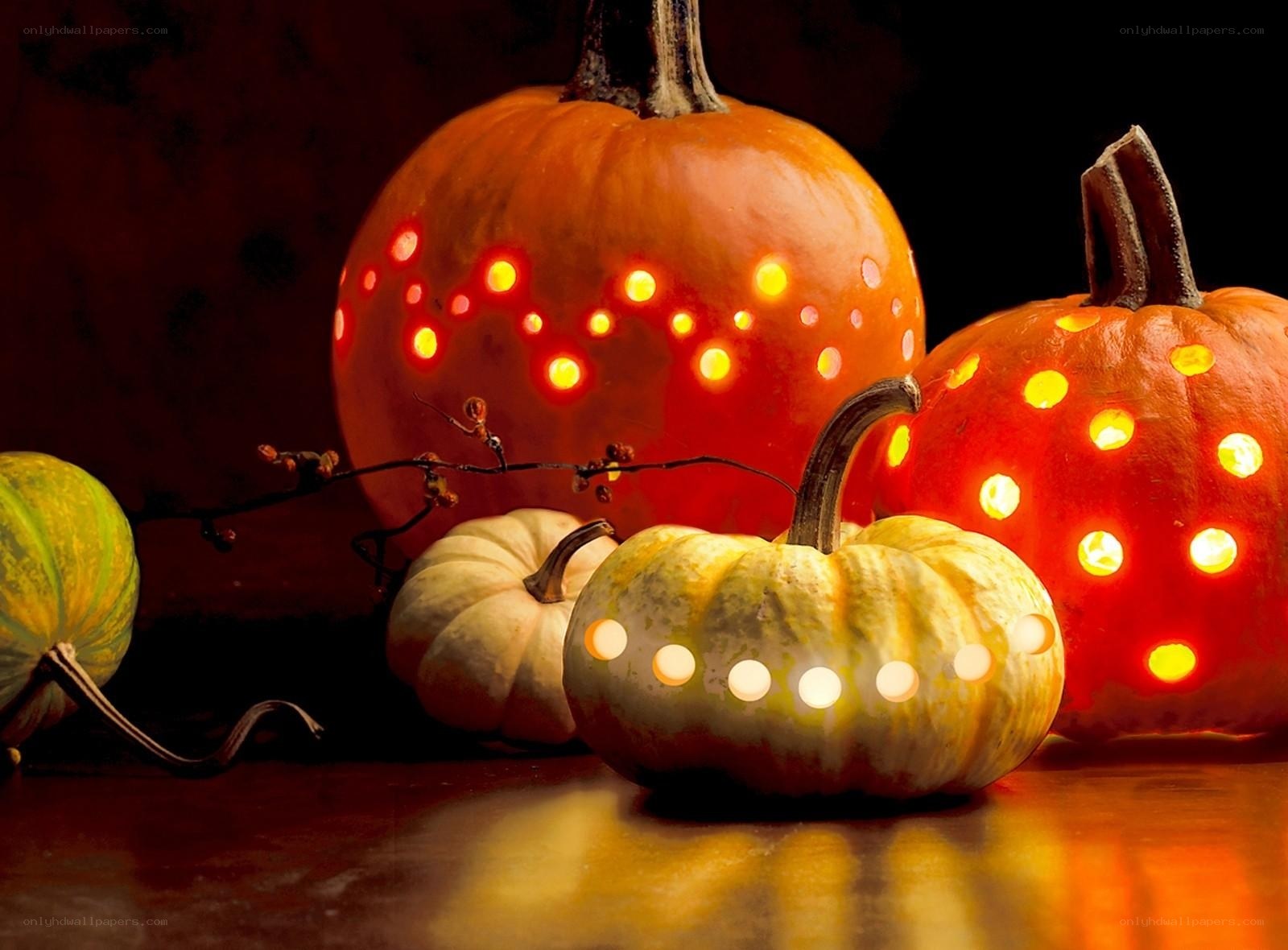 Pumpkins with glowing lights