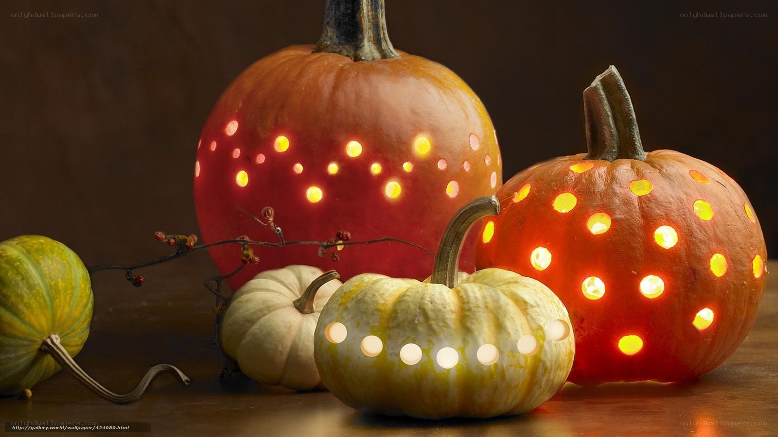 pumpkins with lights