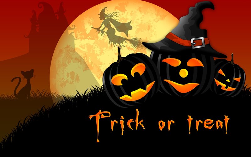 Pumpkins with Witch Hat