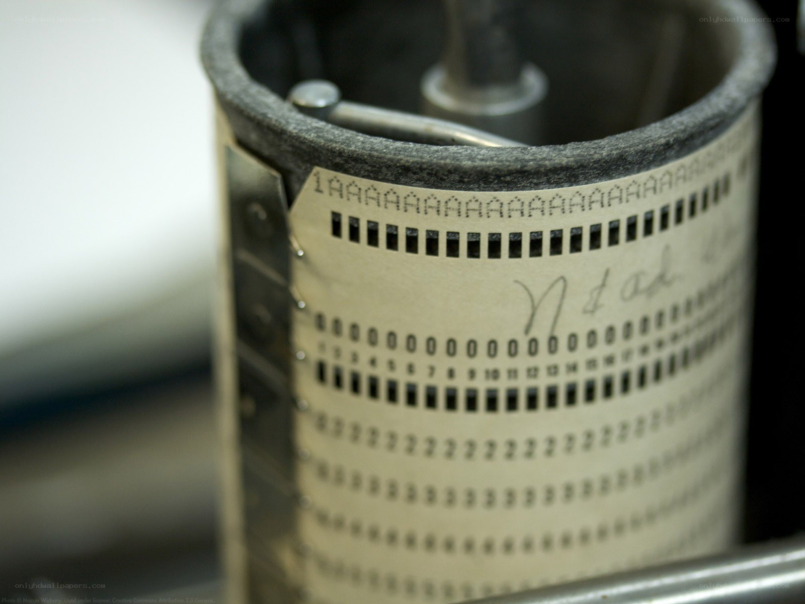punched paper tape in a machine