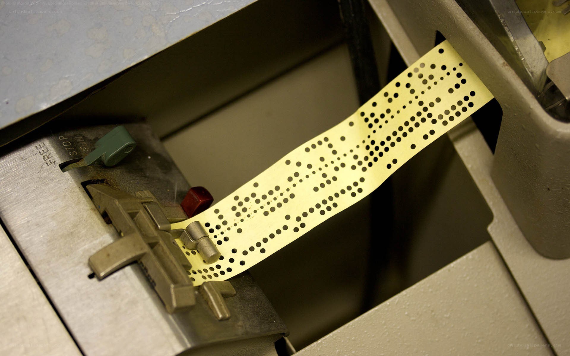 Punched paper tape in machine