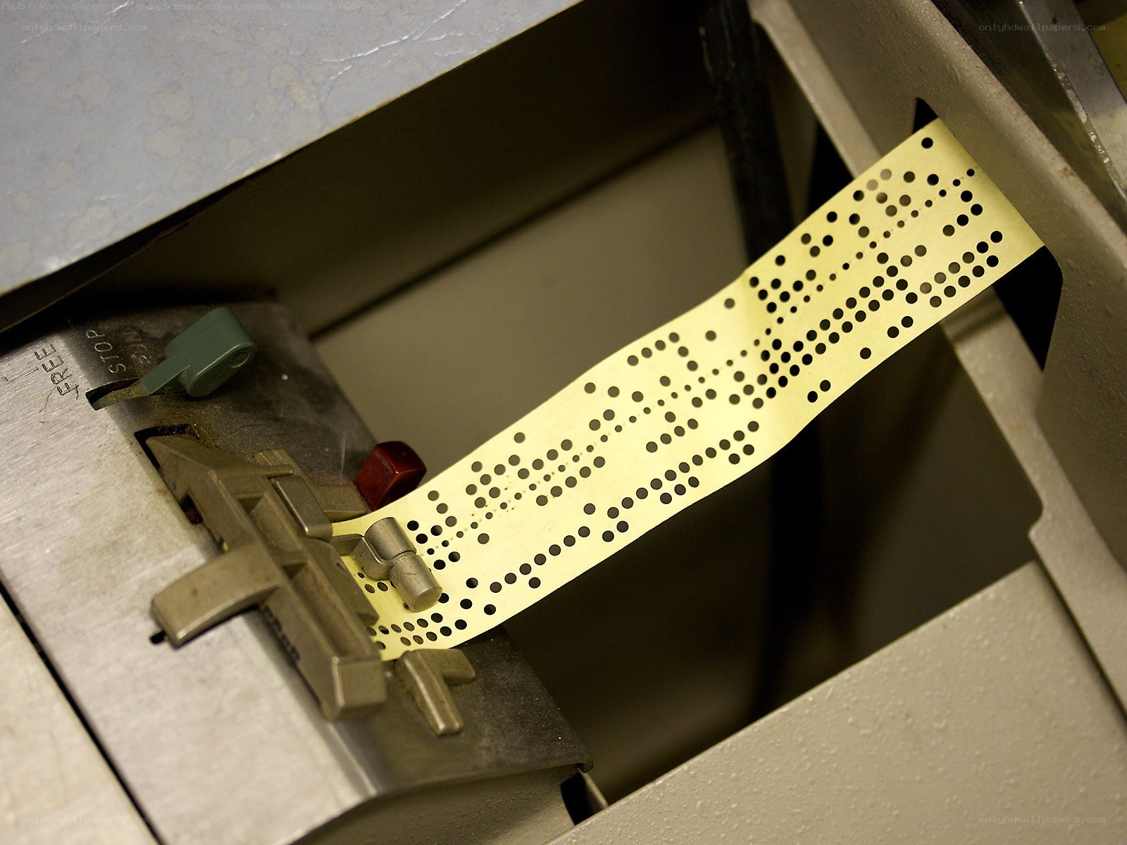 Punched paper tape in machine