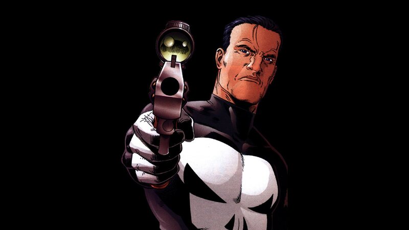 Punisher Holding Gun — Black