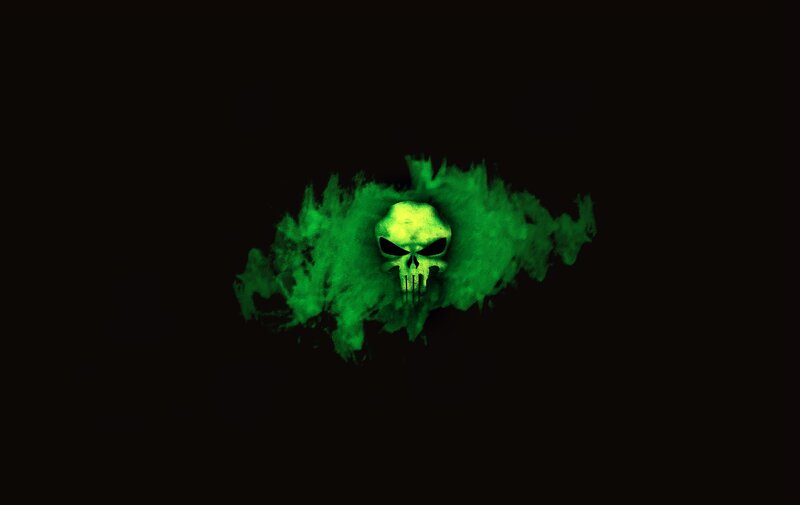 Punisher skull in green smoke