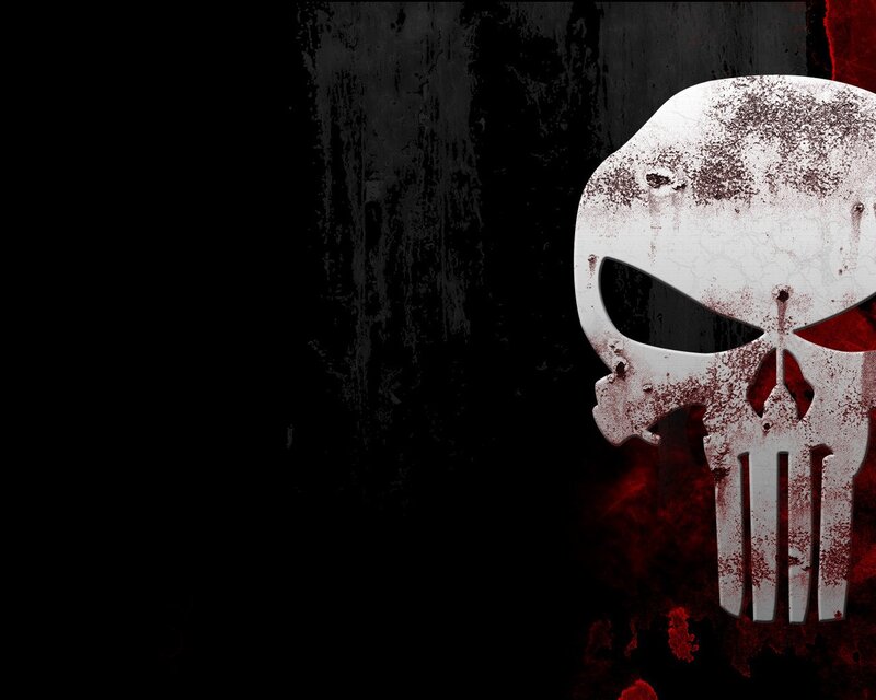 Punisher Skull Logo — Black, Dark, Aggressive, Digital Art, Blood