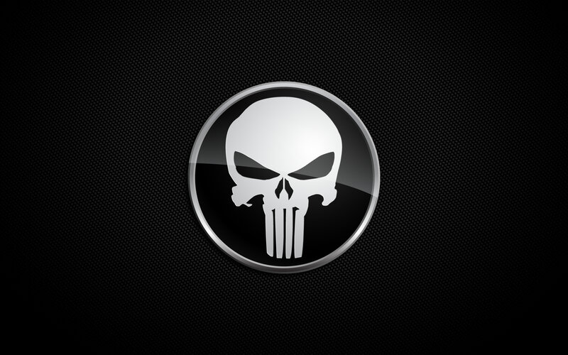 Punisher Skull Logo — Black, Dark, Digital Art, Circle