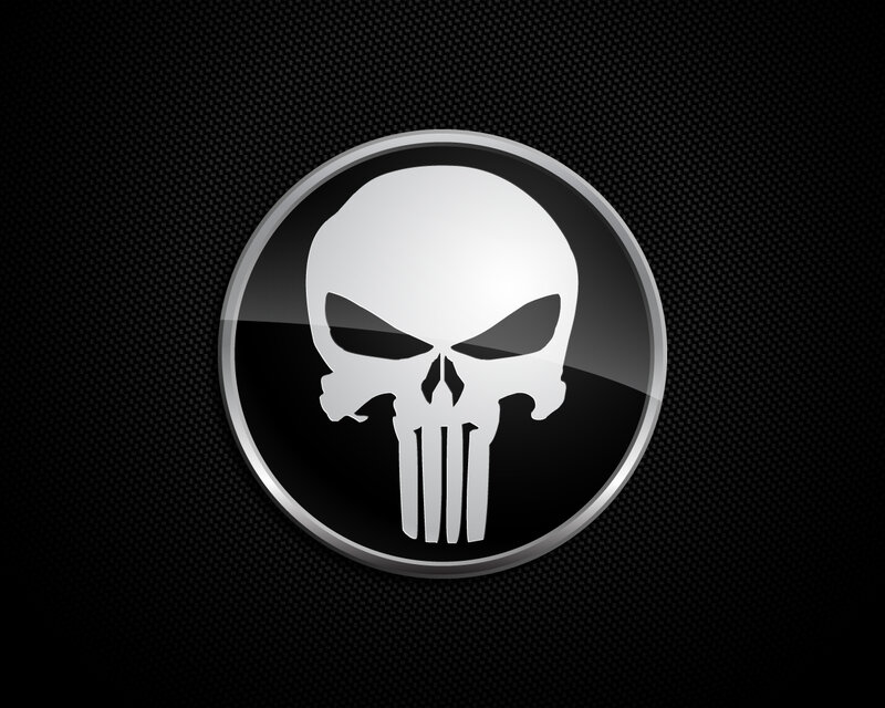 Punisher Skull Logo — Black, Dark, Vector Art, Circle