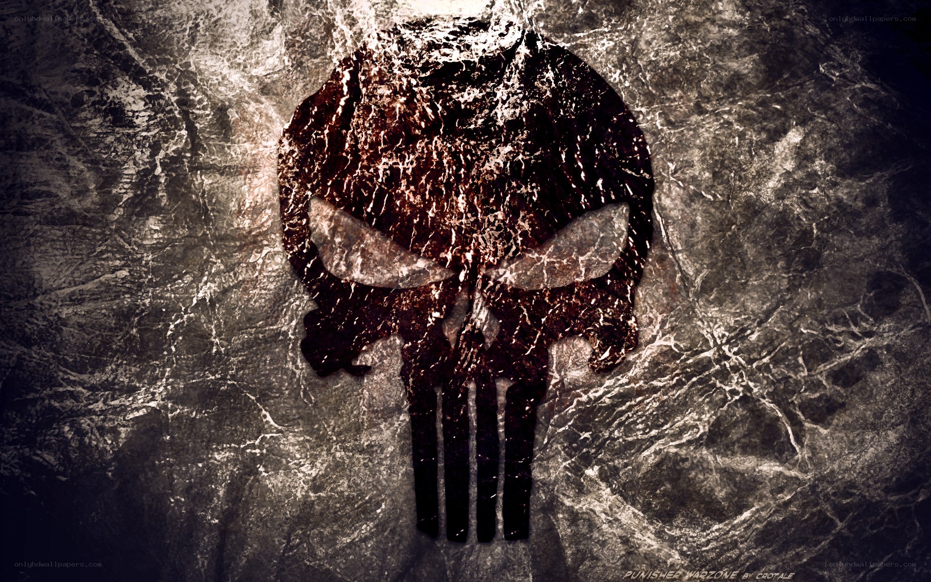 Punisher skull logo on textured background