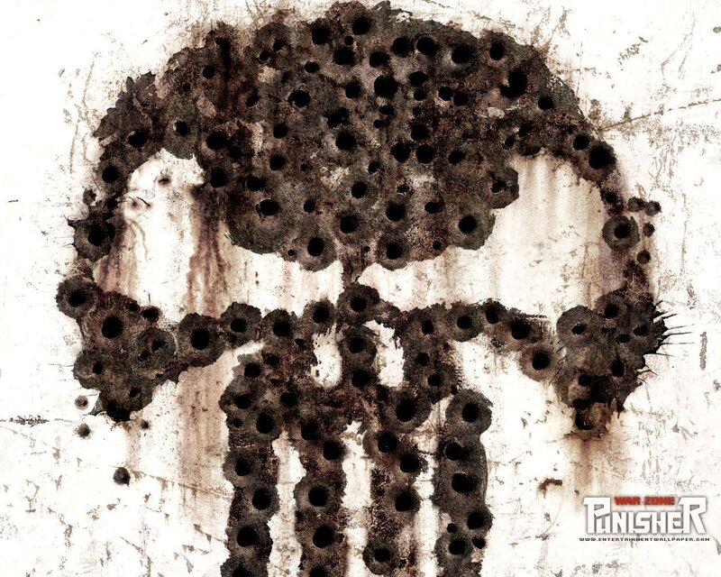 Punisher skull with bullet holes