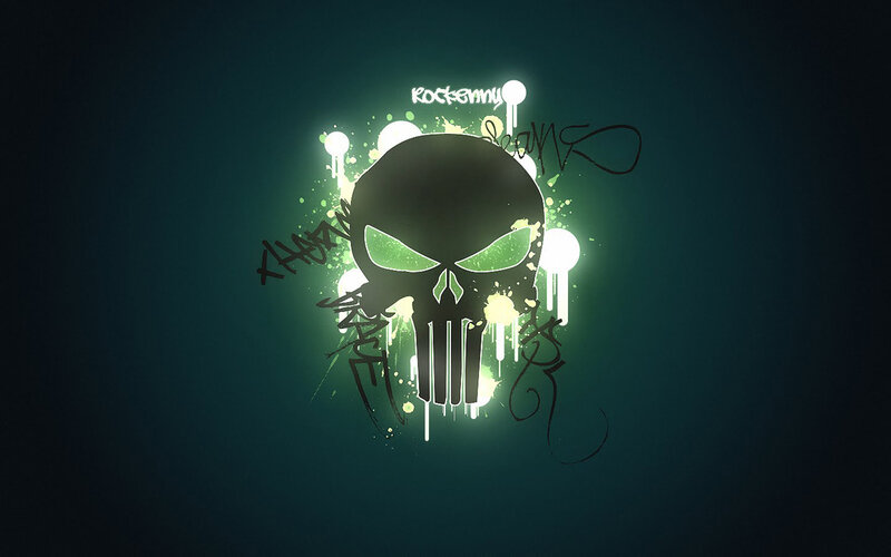 Punisher skull with green glow