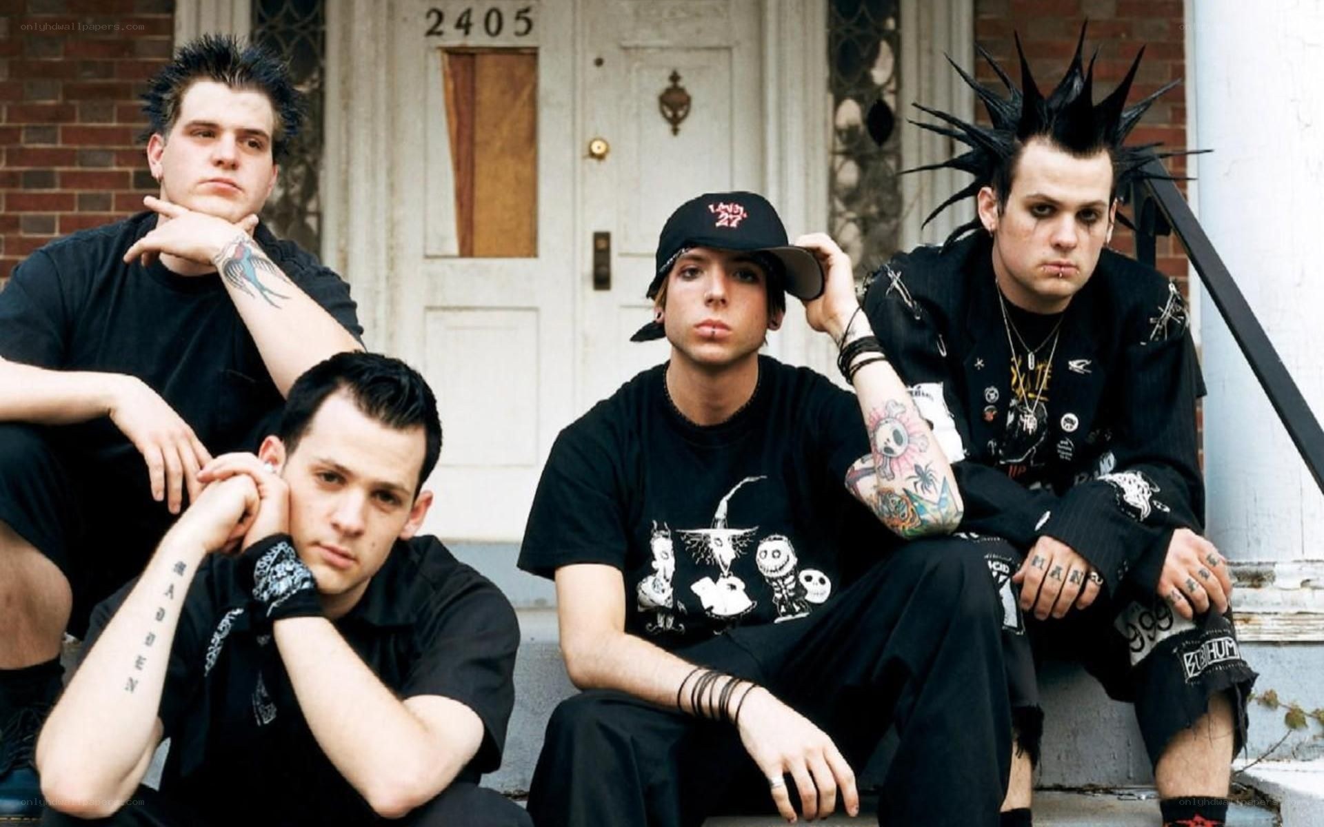 punk band on steps