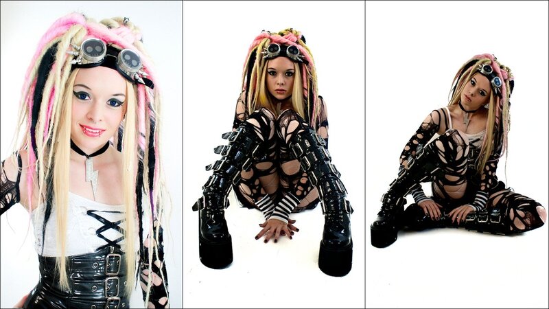 punk fashion model with dreadlocks